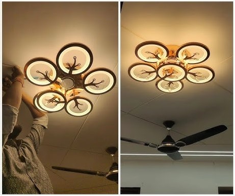 Fancy Ceiling Chandelier Installation